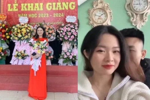 Giáo viên Mai Quỳnh Trang sinh năm 2001 cùng học trò xoay sở
